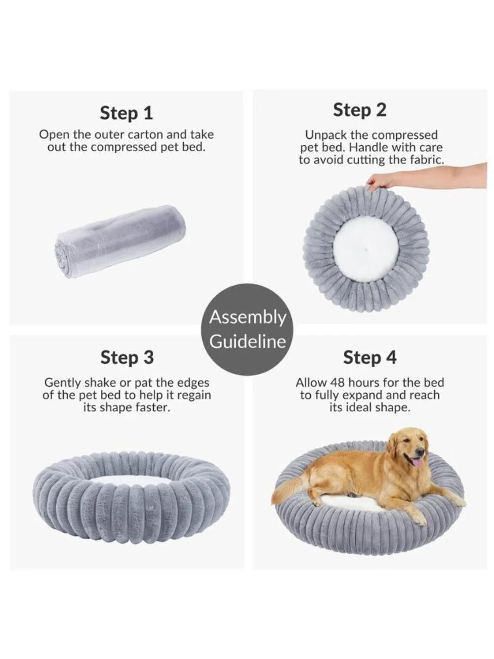 Calming Donut Dog Bed with Non-Slip Bottom, 20 inches Cozy 20